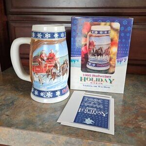 1995 Budweiser Holiday Stein Lighting the Way Home w/Box and Certificate of Auth